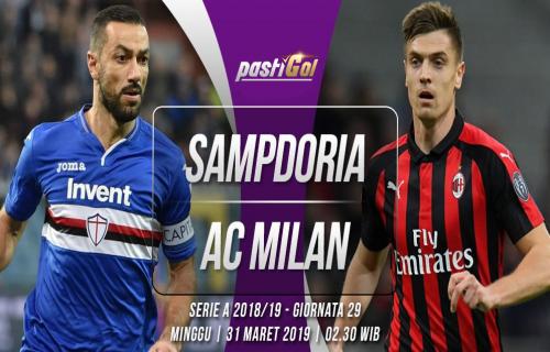 Prediksi Pertandingan Sampdoria vs AC Milan Minggu, 31 Maret 2019